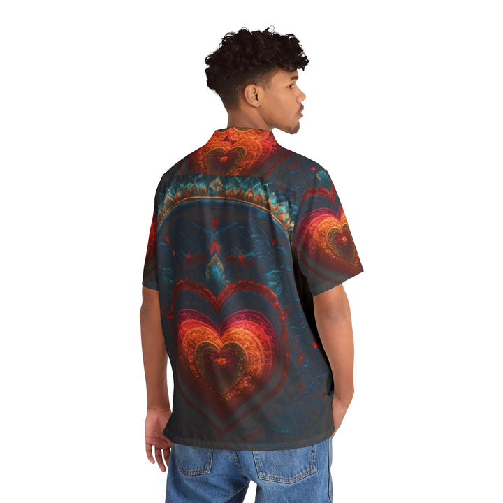 Nested Heart Tapestry - Men's Hawaiian Shirt - All Over Prints - g(0D·IO) - S - Black -