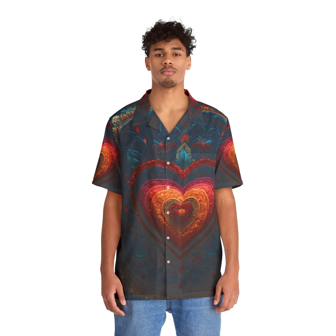 Nested Heart Tapestry - Men's Hawaiian Shirt - All Over Prints - g(0D·IO) - S - Black -