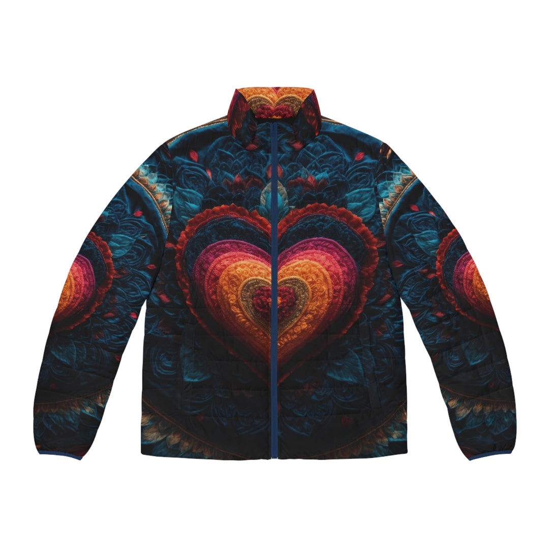 Nested Heart Tapestry - Puffer Jacket - All Over Prints - g(0D·IO) - S - Dark blue zipper -