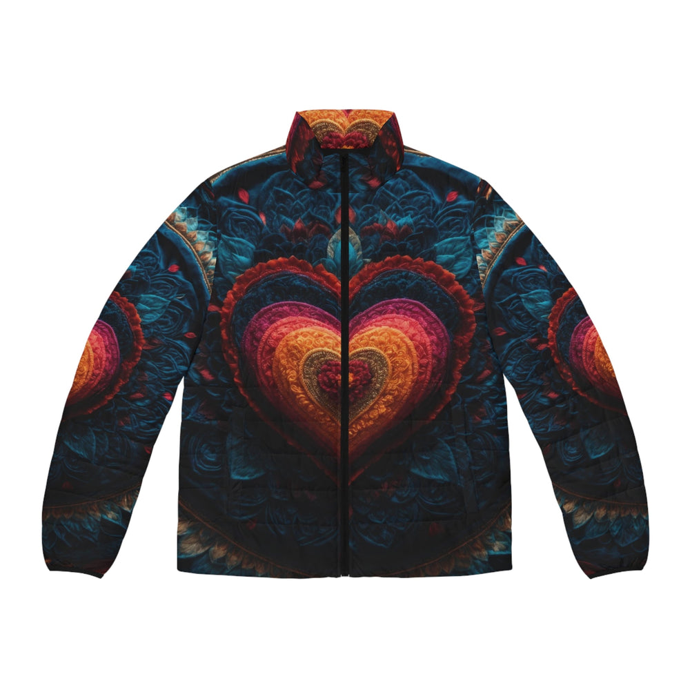 Nested Heart Tapestry - Puffer Jacket - All Over Prints - g(0D·IO) - S - Black zipper -