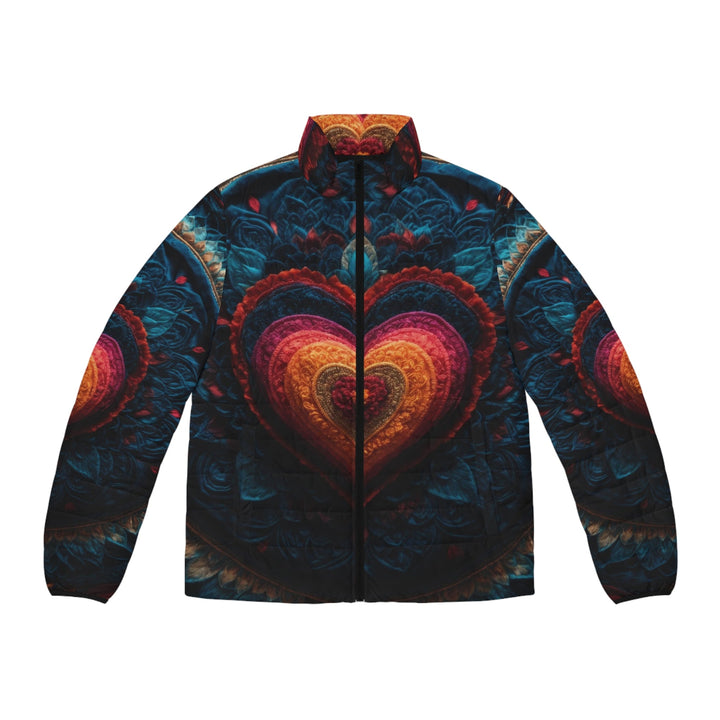 Nested Heart Tapestry - Puffer Jacket - All Over Prints - g(0D·IO) - S - Black zipper -