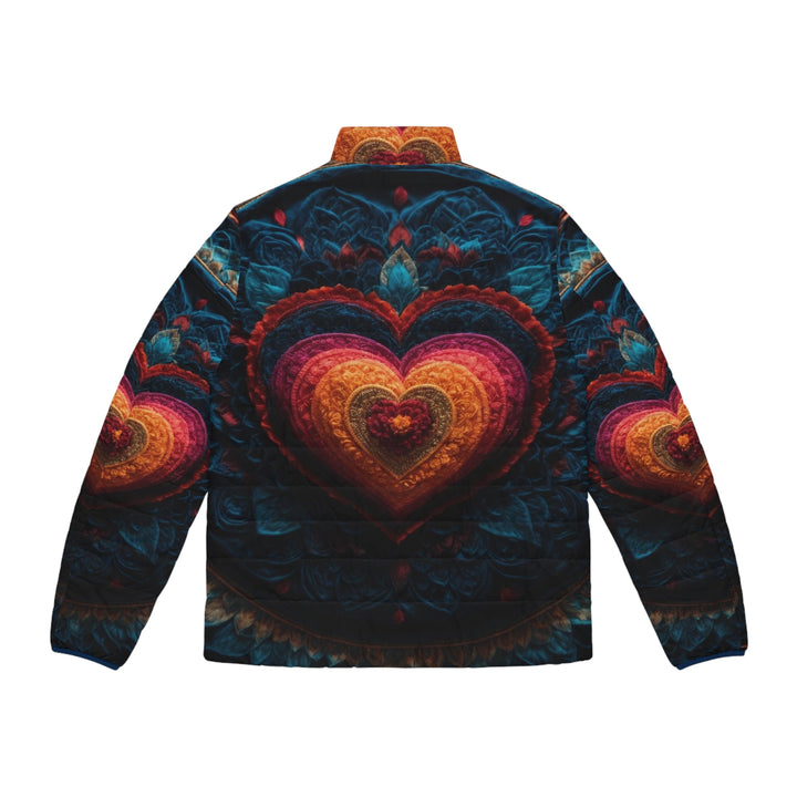 Nested Heart Tapestry - Puffer Jacket - All Over Prints - g(0D·IO) - S - Black zipper -