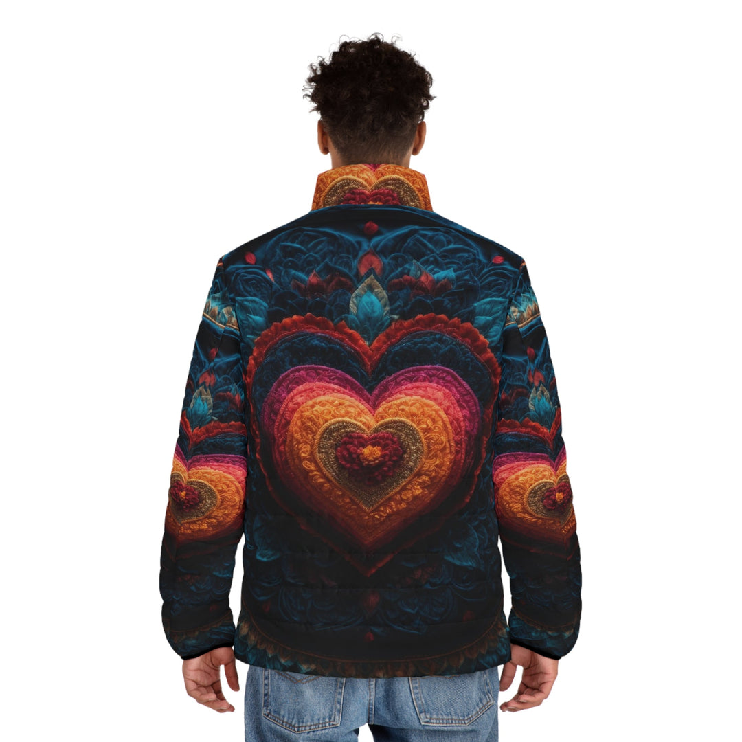 Nested Heart Tapestry - Puffer Jacket - All Over Prints - g(0D·IO) - S - Black zipper -