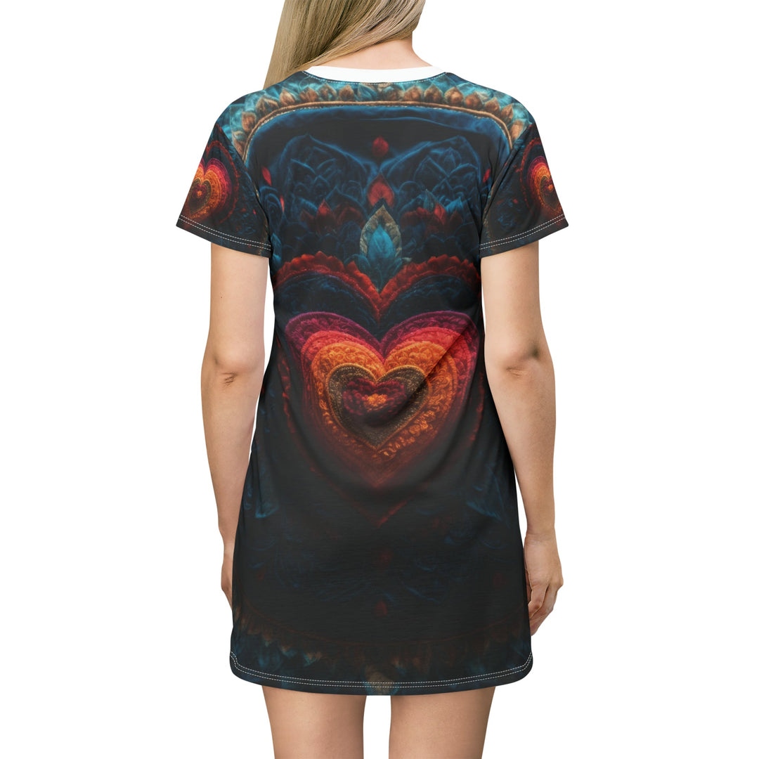 Nested Heart Tapestry - T-Shirt Dress - All Over Prints - g(0D·IO) - XS - -