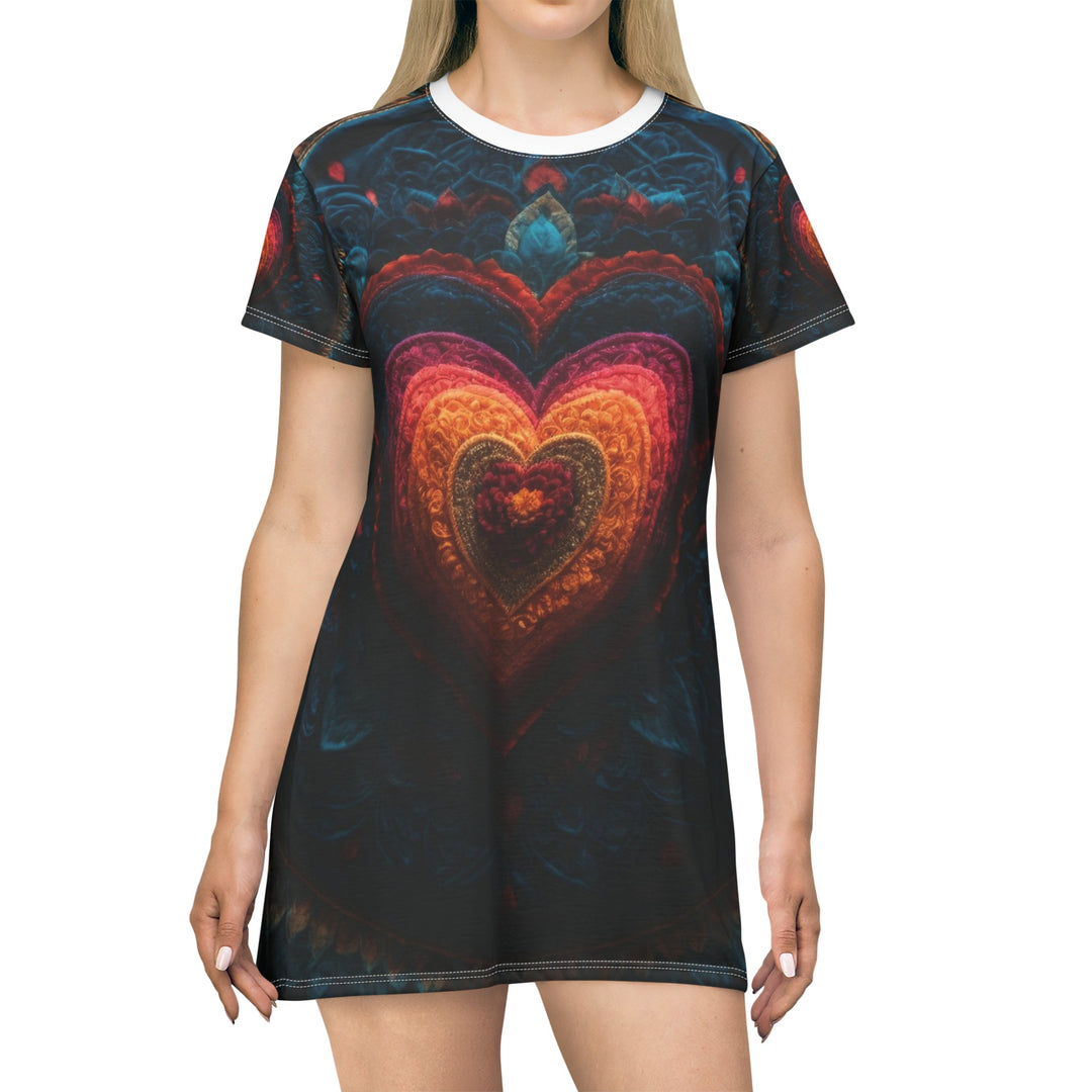 Nested Heart Tapestry - T-Shirt Dress - All Over Prints - g(0D·IO) - XS - -