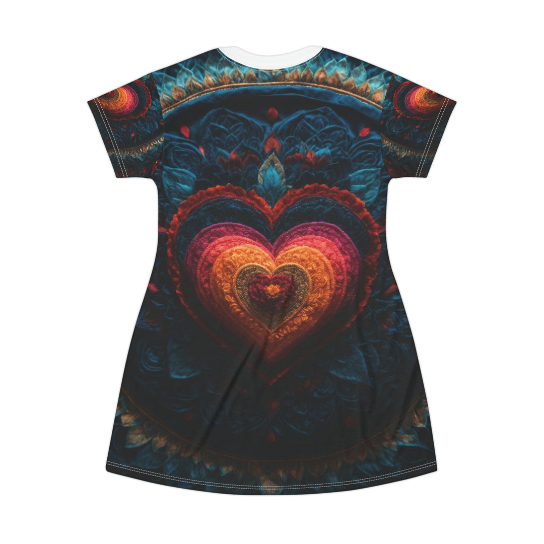 Nested Heart Tapestry - T-Shirt Dress - All Over Prints - g(0D·IO) - XS - -