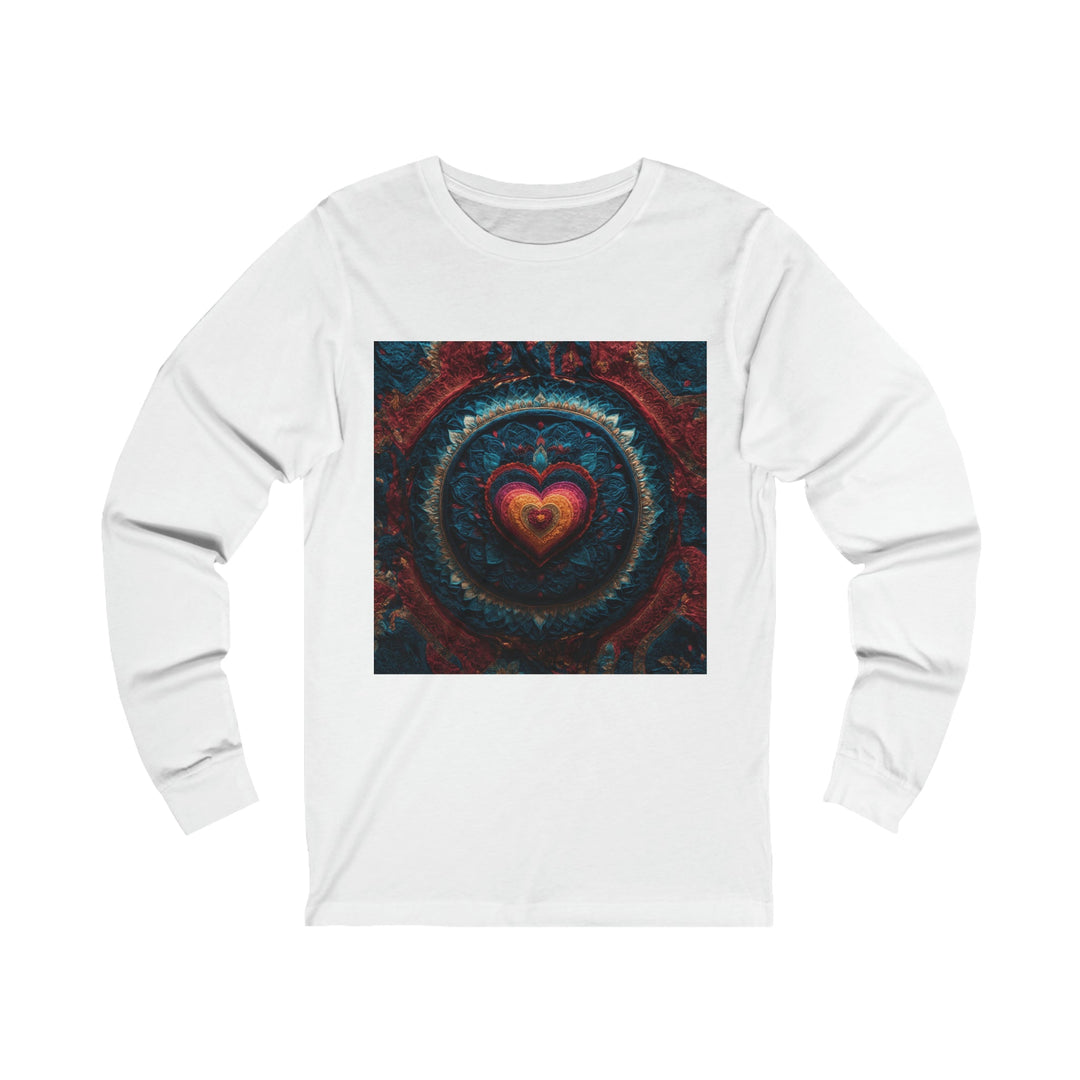 Nested Heart Tapestry - Unisex Jersey Long Sleeve Tee - Long-sleeve - g(0D·IO) - S - White -