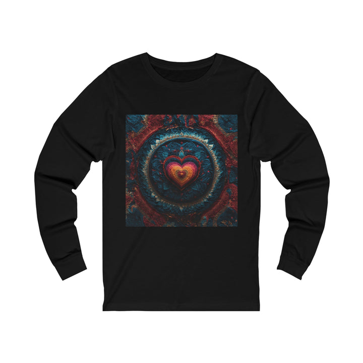 Nested Heart Tapestry - Unisex Jersey Long Sleeve Tee - Long-sleeve - g(0D·IO) - S - Black -