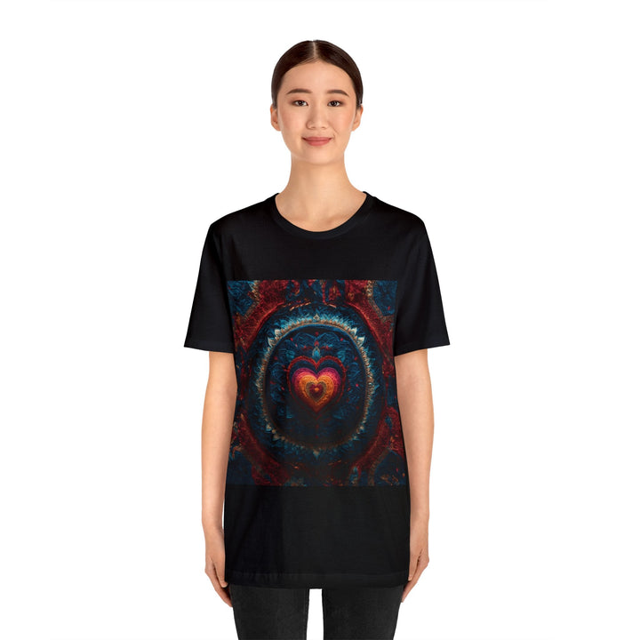 Nested Heart Tapestry - Unisex Jersey Short Sleeve Tee - T-Shirt - g(0D·IO) - Black - S -