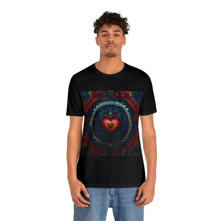 Nested Heart Tapestry - Unisex Jersey Short Sleeve Tee - T-Shirt - g(0D·IO) - Black - S -