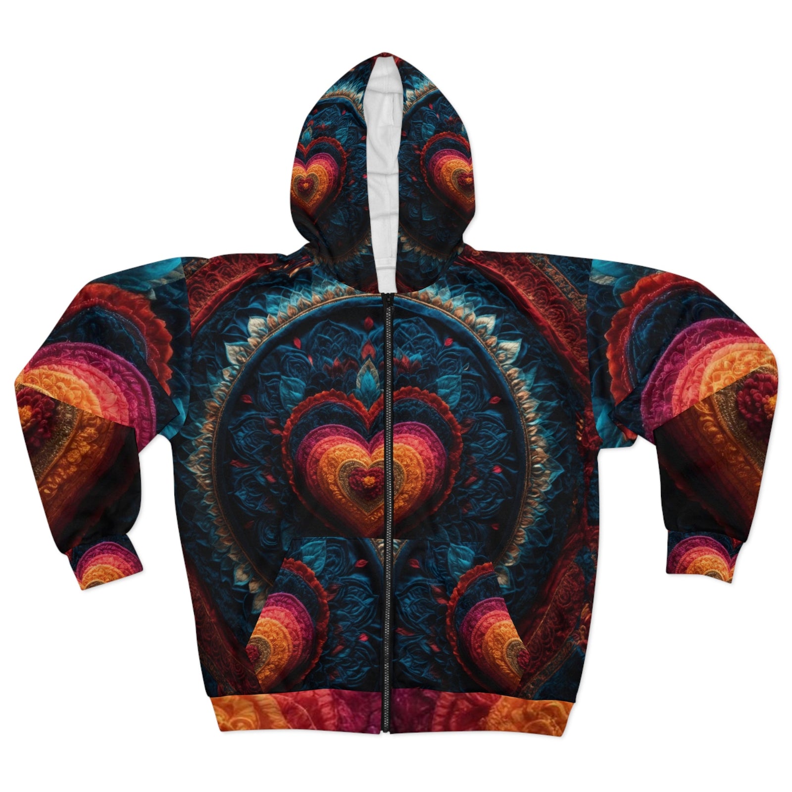 Nested Heart Tapestry - Unisex Zip Hoodie - All Over Prints - g(0D·IO) - XS - -