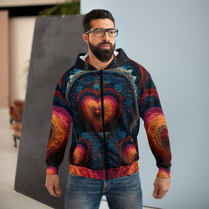 Nested Heart Tapestry - Unisex Zip Hoodie - All Over Prints - g(0D·IO) - XS - -