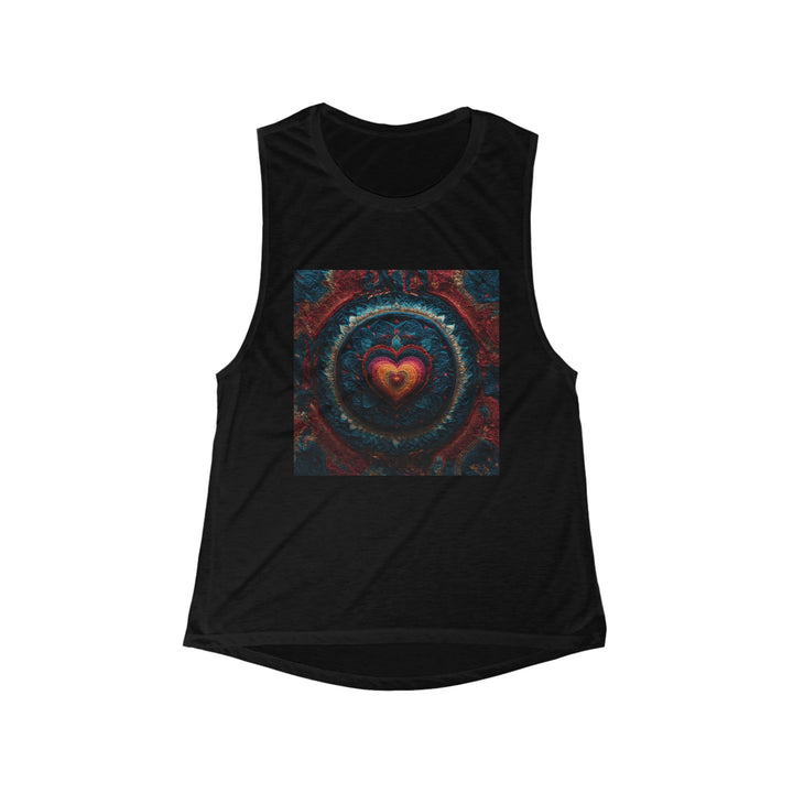 Nested Heart Tapestry - Women's Flowy Scoop Muscle Tank - Tank Top - g(0D·IO) - S - Black -