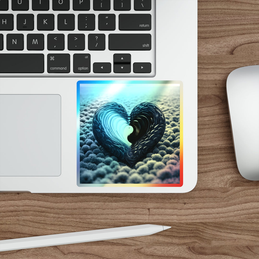 Oceanic Heart Horizon - Holographic Die-Cut Sticker - Paper products - g(0D·IO) - 5" × 5" - Die-Cut - Holographic