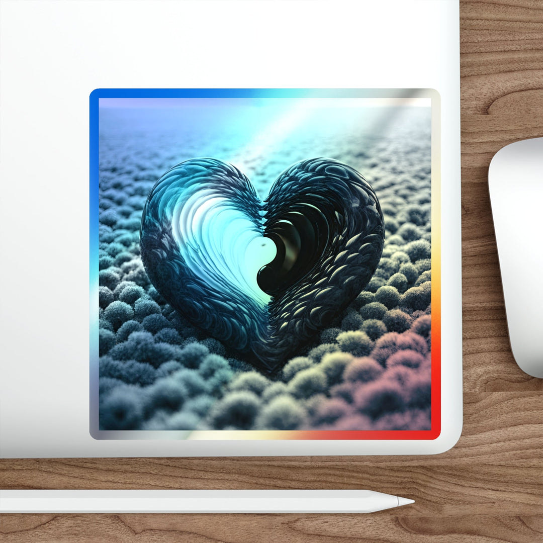 Oceanic Heart Horizon - Holographic Die-Cut Sticker - Paper products - g(0D·IO) - 5" × 5" - Die-Cut - Holographic