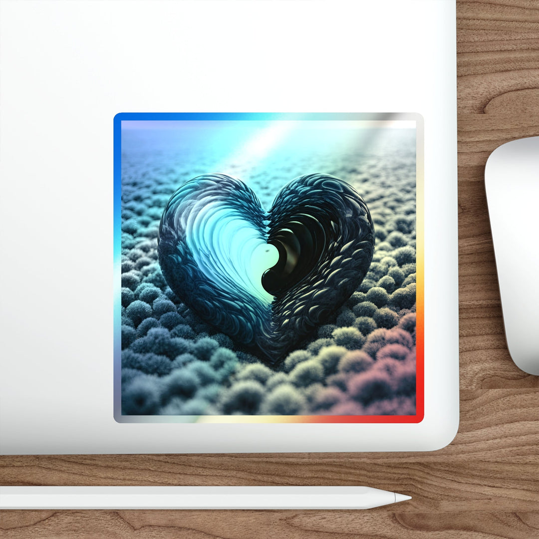 Oceanic Heart Horizon - Holographic Die-Cut Sticker - Paper products - g(0D·IO) - 5" × 5" - Die-Cut - Holographic