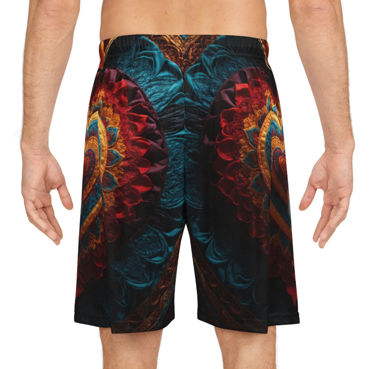 Ornate Floral Heart - AOP Basketball Shorts - All Over Prints - g(0D·IO) - Seam thread color automatically matched to design - XS -