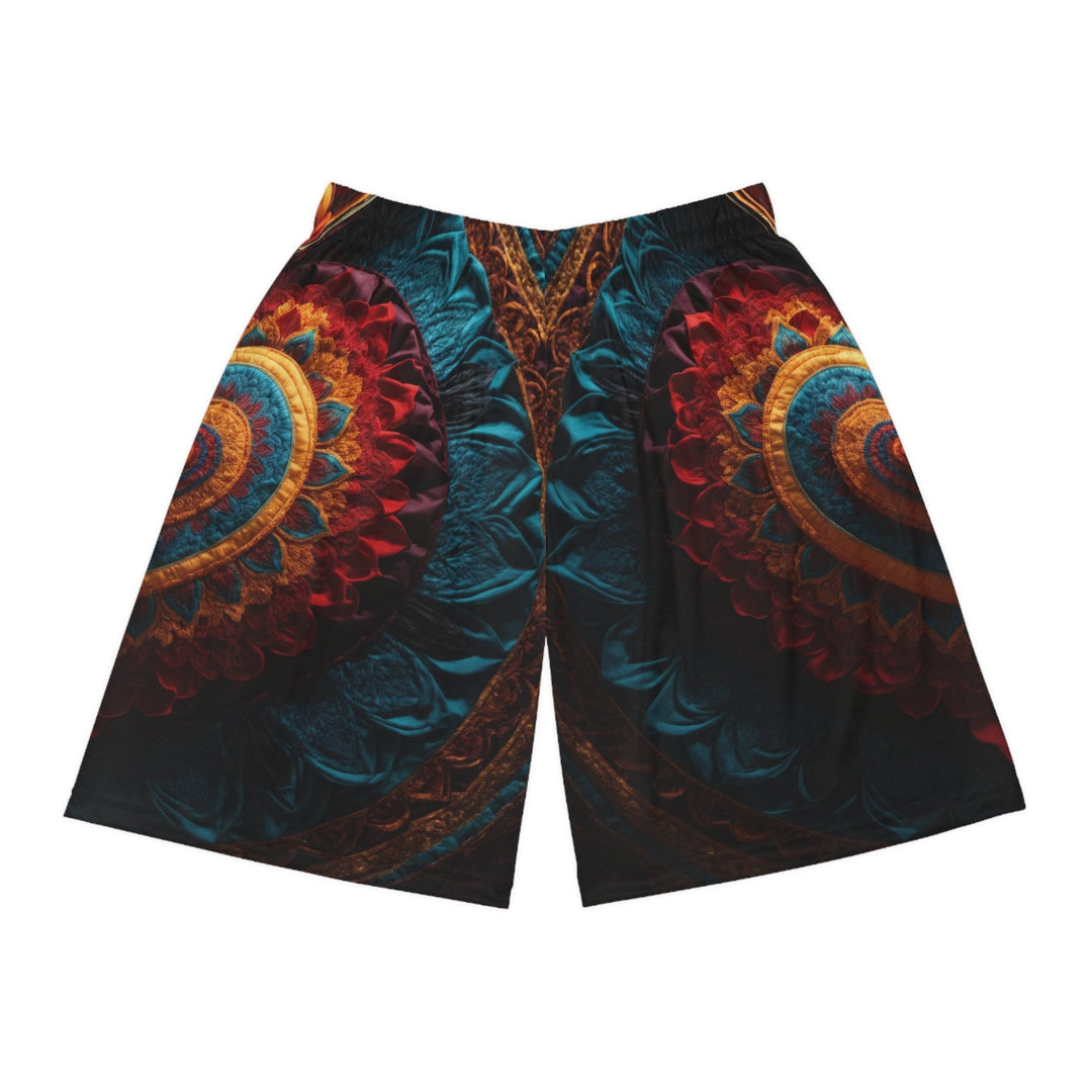 Ornate Floral Heart - AOP Basketball Shorts - All Over Prints - g(0D·IO) - Seam thread color automatically matched to design - XS -