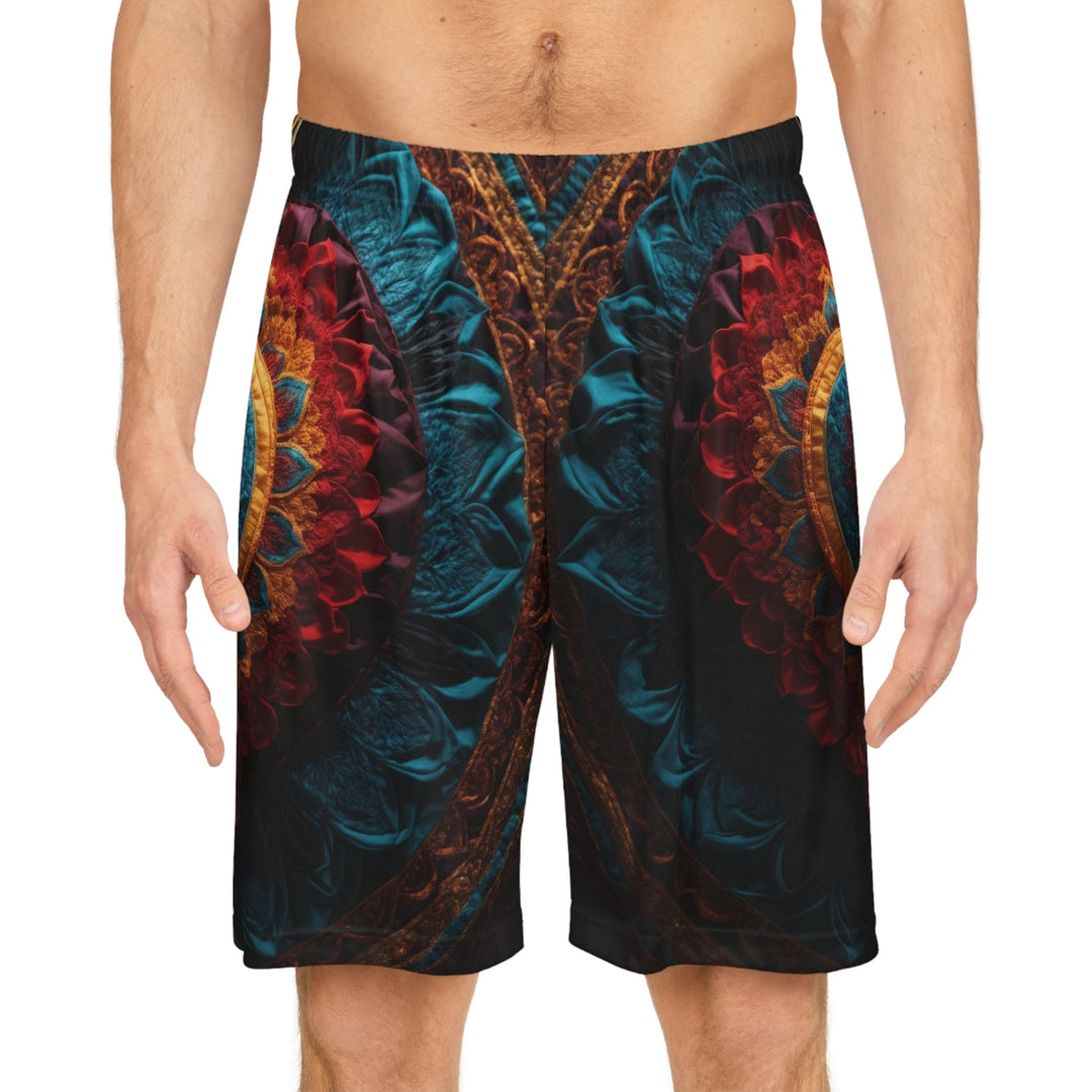 Ornate Floral Heart - AOP Basketball Shorts - All Over Prints - g(0D·IO) - Seam thread color automatically matched to design - XS -