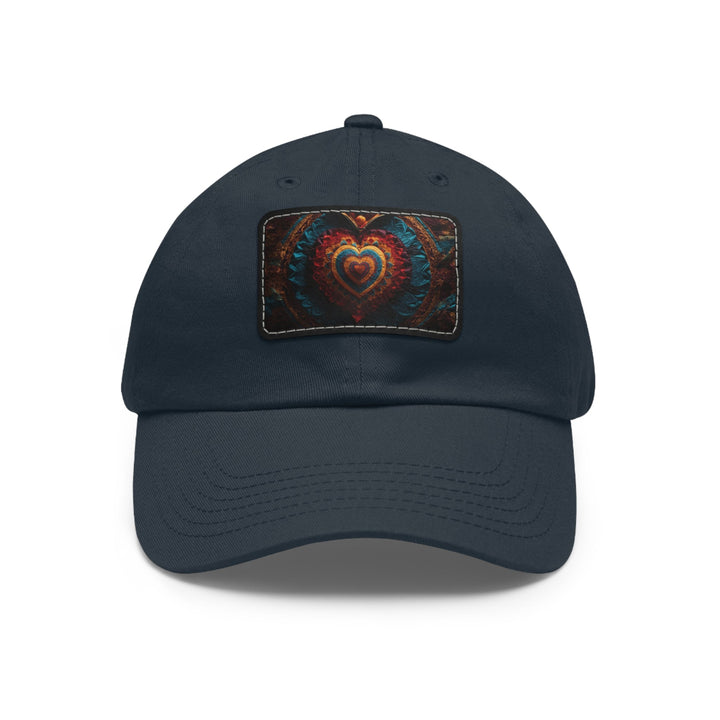 Ornate Floral Heart - Dad Hat - Hats - g(0D·IO) - Navy / Black patch - Rectangle - One size