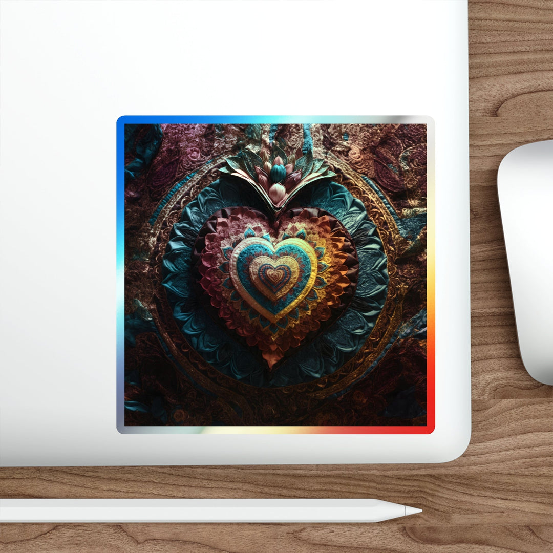 Ornate Floral Heart - Holographic Die-Cut Sticker - Paper products - g(0D·IO) - 5" × 5" - Die-Cut - Holographic