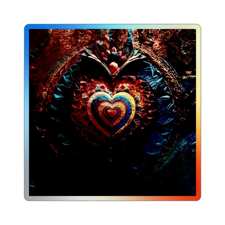 Ornate Floral Heart - Holographic Die-Cut Sticker - Paper products - g(0D·IO) - 5" × 5" - Die-Cut - Holographic