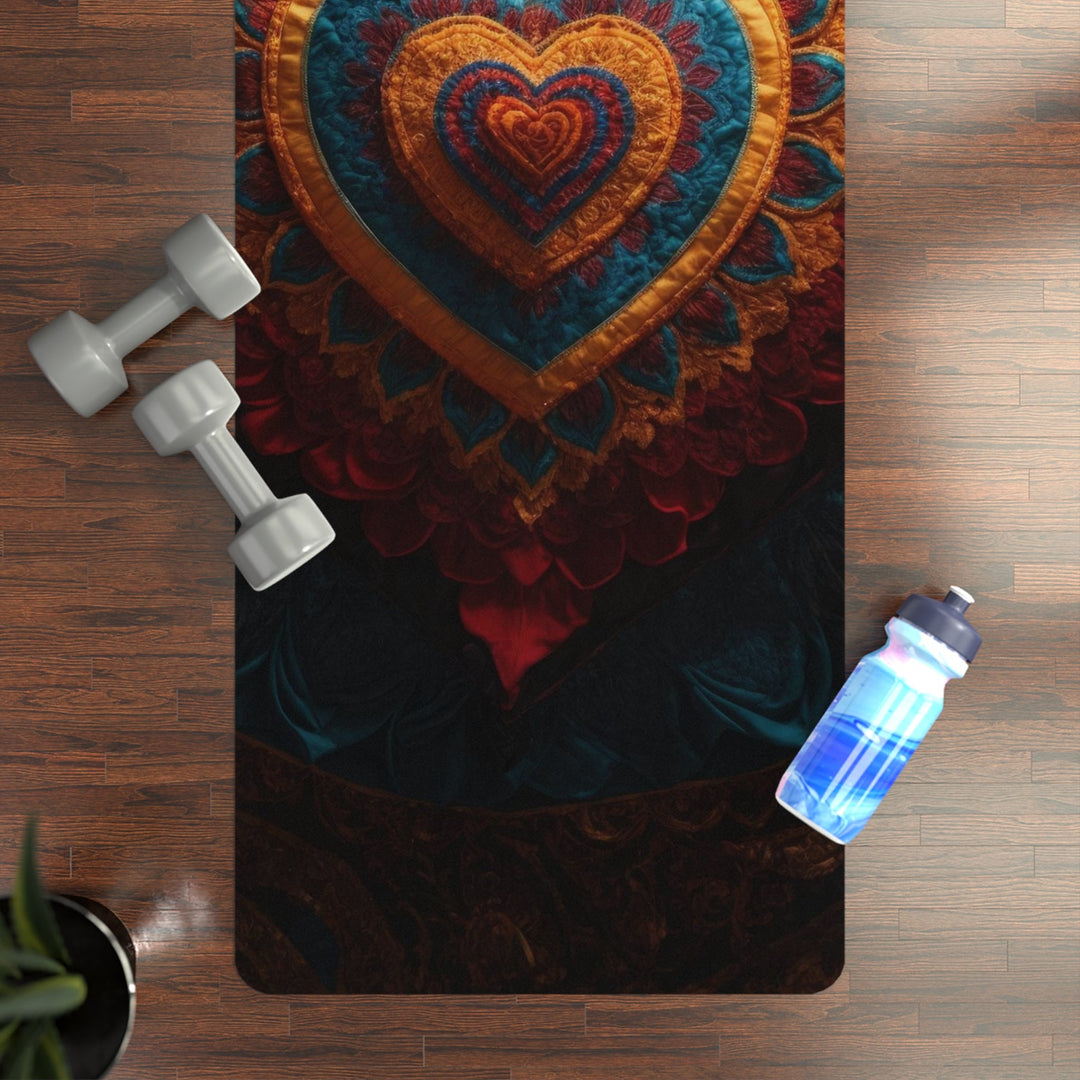 Ornate Floral Heart - Yoga Mat - Home Decor - g(0D·IO) - 24” x 68” - -