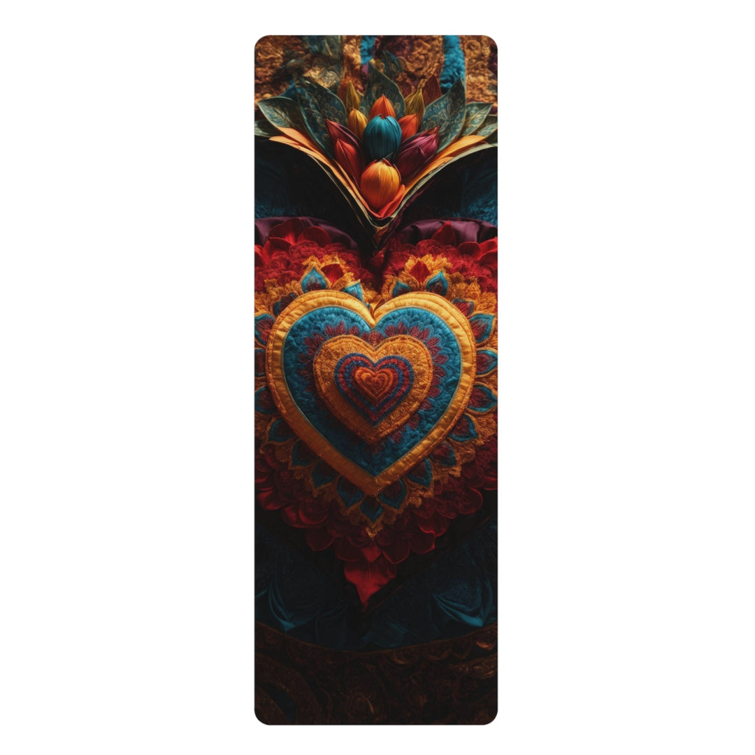 Ornate Floral Heart - Yoga Mat - Home Decor - g(0D·IO) - 24” x 68” - -