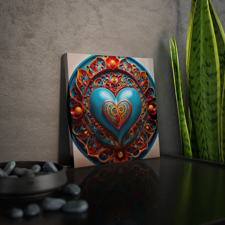 Ornate Heart Mandala - Canvas Photo Tile - Canvas - g(0D·IO) - 8" x 8" (Square) - 0.5" -