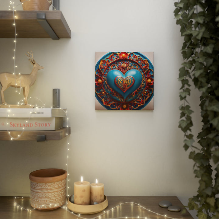 Ornate Heart Mandala - Canvas Photo Tile - Canvas - g(0D·IO) - 8" x 8" (Square) - 0.5" -