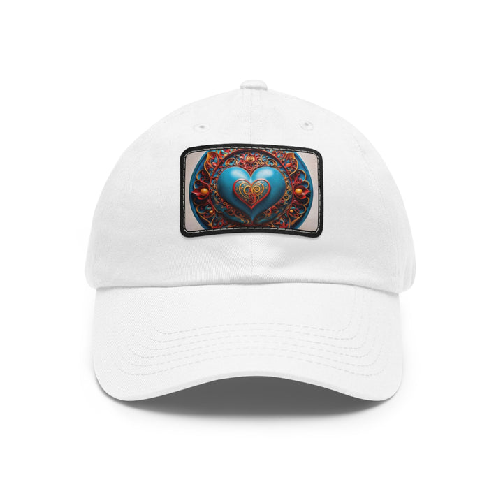 Ornate Heart Mandala - Dad Hat - Hats - g(0D·IO) - White / Black patch - Rectangle - One size