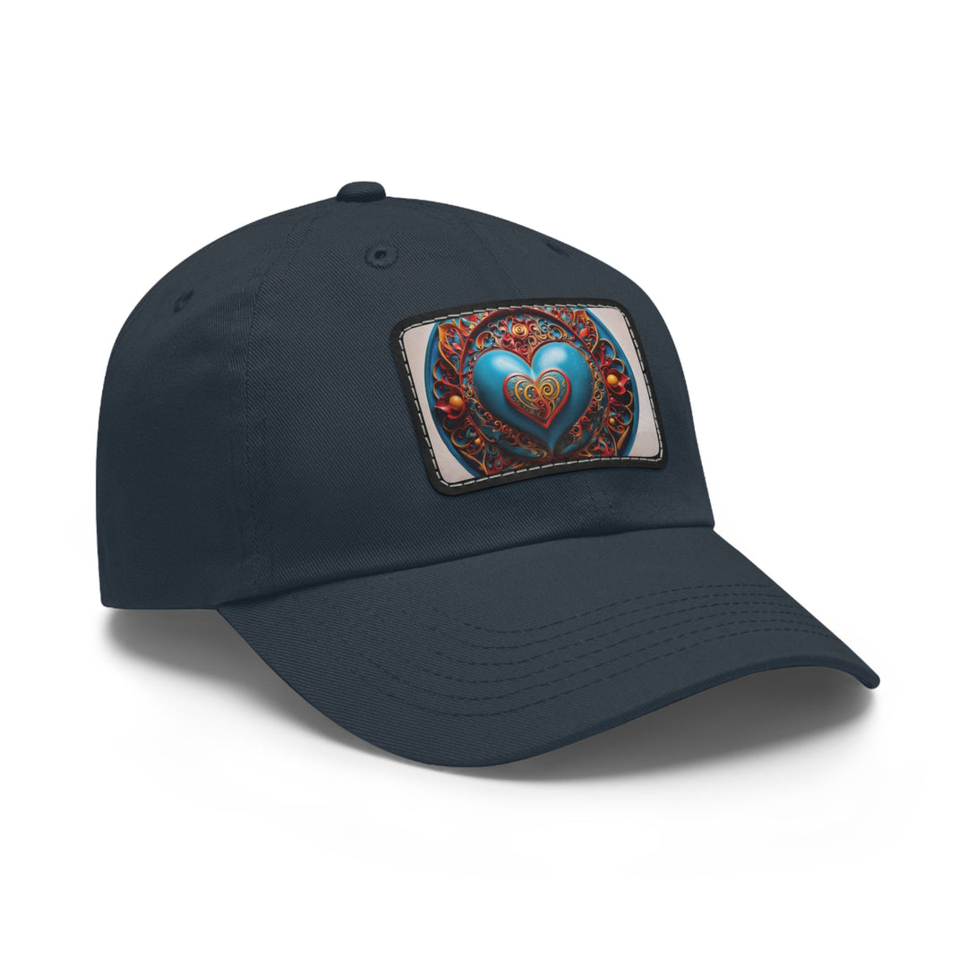 Ornate Heart Mandala - Dad Hat - Hats - g(0D·IO) - White / Black patch - Rectangle - One size