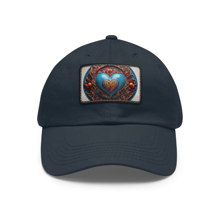 Ornate Heart Mandala - Dad Hat - Hats - g(0D·IO) - Navy / Black patch - Rectangle - One size