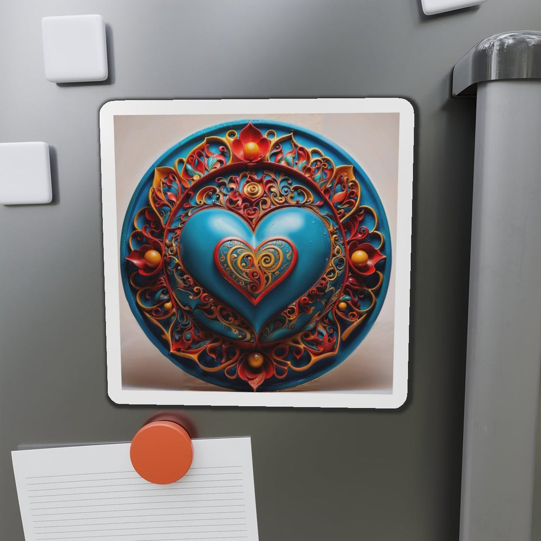 Ornate Heart Mandala - Die-cut Magnet - Home Decor - g(0D·IO) - 6 × 6" - Die-Cut - 1 pc