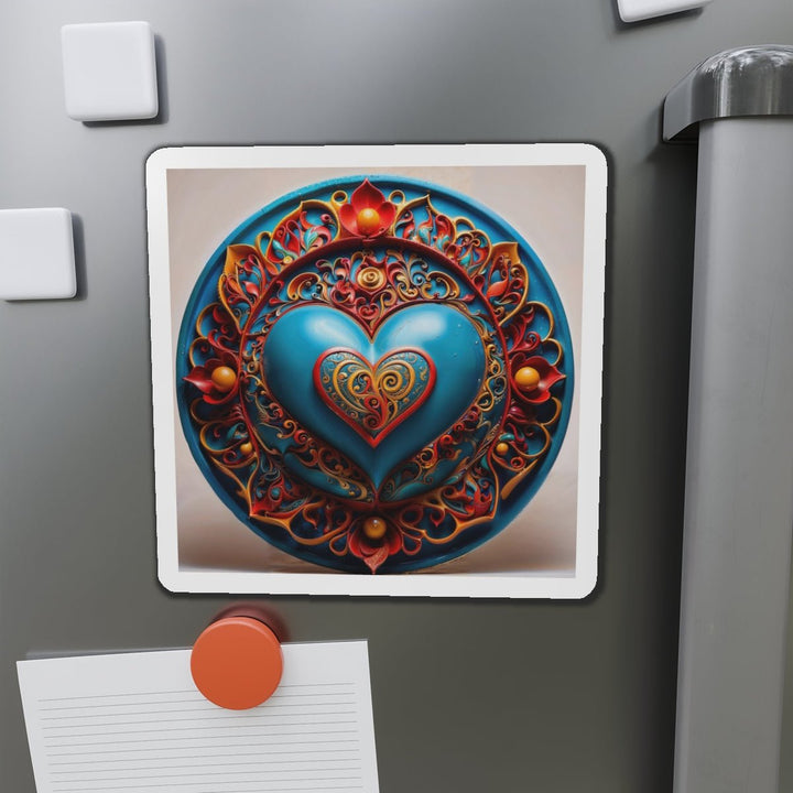 Ornate Heart Mandala - Die-cut Magnet - Home Decor - g(0D·IO) - 6 × 6" - Die-Cut - 1 pc