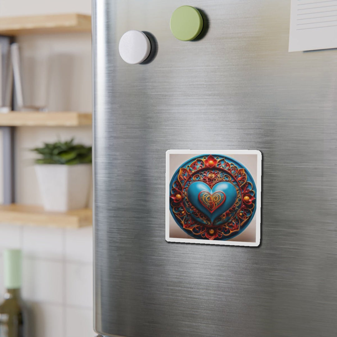 Ornate Heart Mandala - Die-cut Magnet - Home Decor - g(0D·IO) - 6 × 6" - Die-Cut - 1 pc