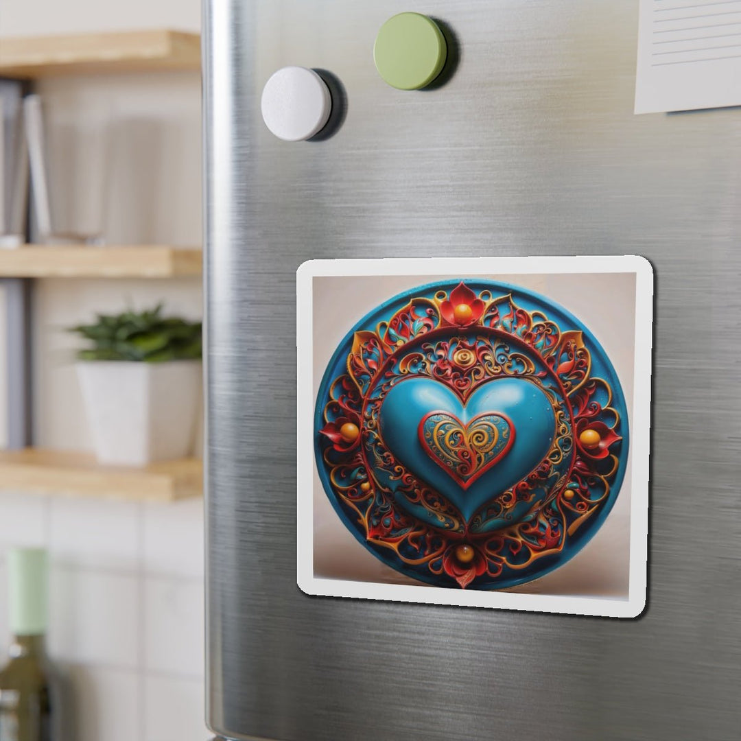 Ornate Heart Mandala - Die-cut Magnet - Home Decor - g(0D·IO) - 6 × 6" - Die-Cut - 1 pc