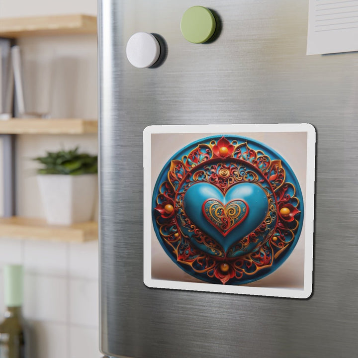 Ornate Heart Mandala - Die-cut Magnet - Home Decor - g(0D·IO) - 6 × 6" - Die-Cut - 1 pc