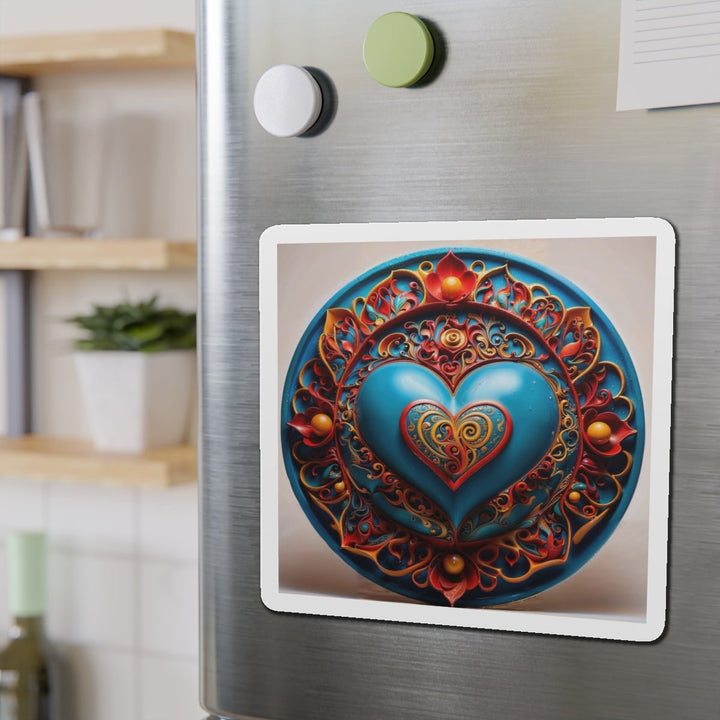 Ornate Heart Mandala - Die-cut Magnet - Home Decor - g(0D·IO) - 6 × 6" - Die-Cut - 1 pc