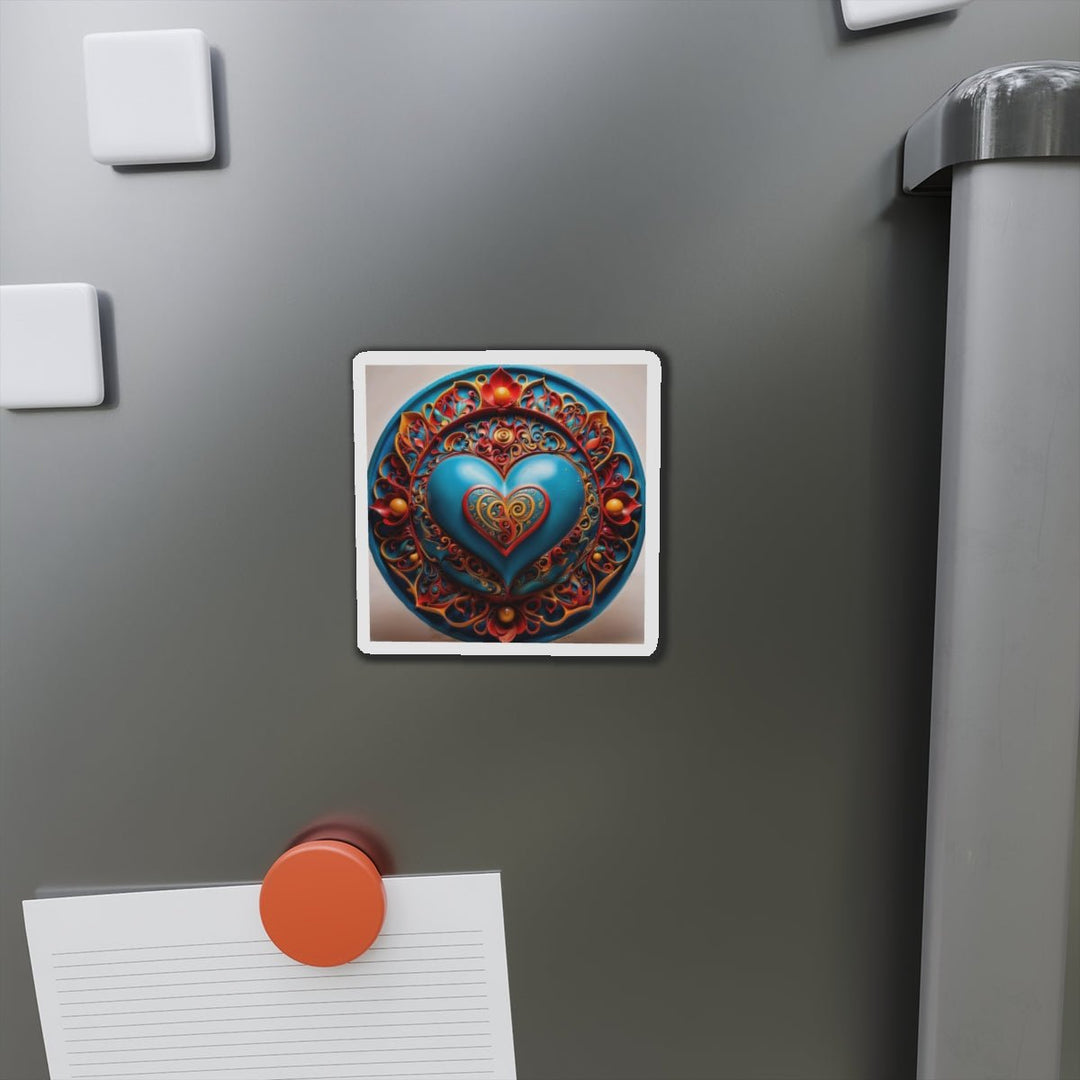 Ornate Heart Mandala - Die-cut Magnet - Home Decor - g(0D·IO) - 6 × 6" - Die-Cut - 1 pc