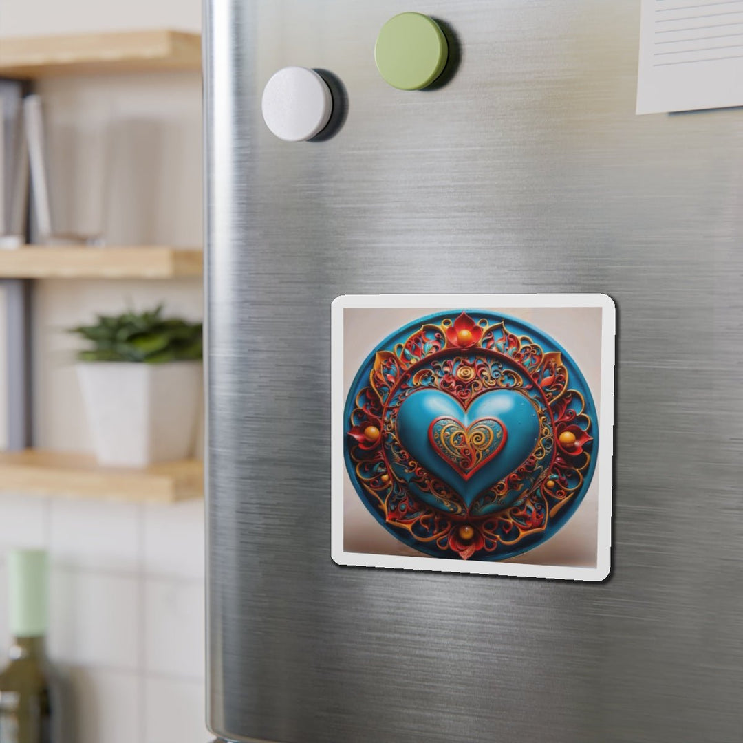 Ornate Heart Mandala - Die-cut Magnet - Home Decor - g(0D·IO) - 6 × 6" - Die-Cut - 1 pc
