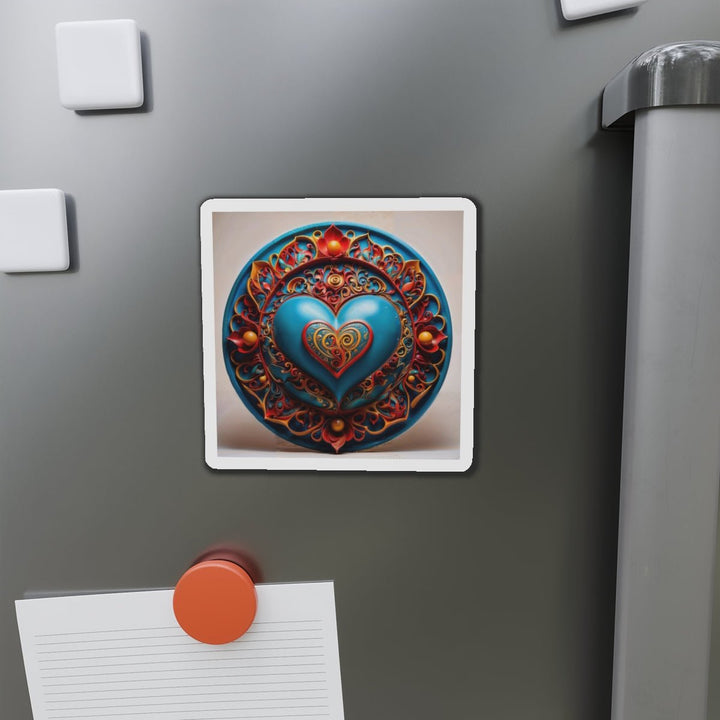 Ornate Heart Mandala - Die-cut Magnet - Home Decor - g(0D·IO) - 6 × 6" - Die-Cut - 1 pc