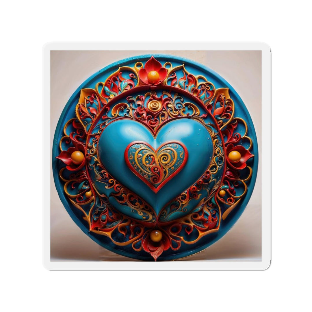 Ornate Heart Mandala - Die-cut Magnet - Home Decor - g(0D·IO) - 6 × 6" - Die-Cut - 1 pc