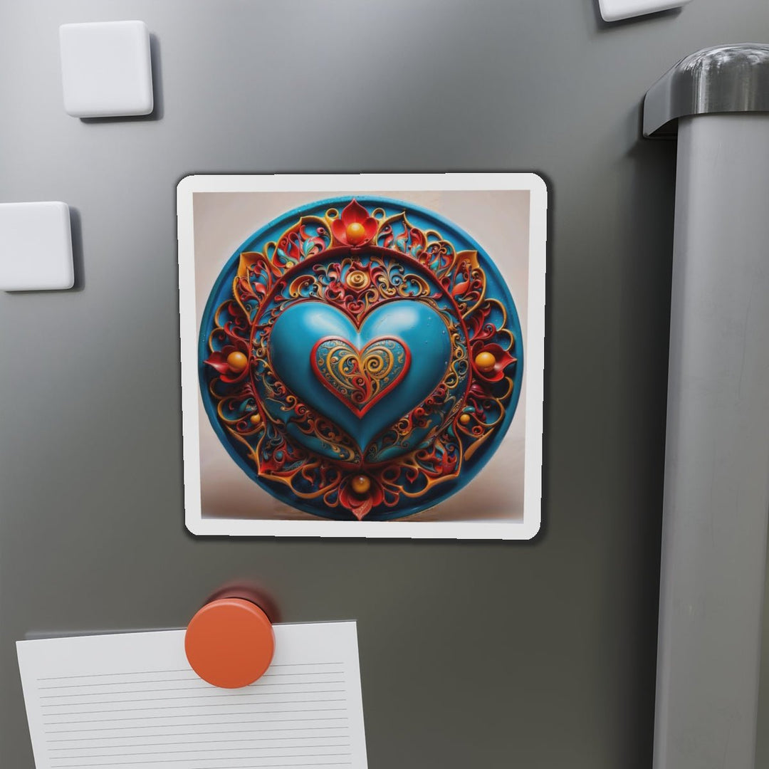 Ornate Heart Mandala - Die-cut Magnet - Home Decor - g(0D·IO) - 6 × 6" - Die-Cut - 1 pc
