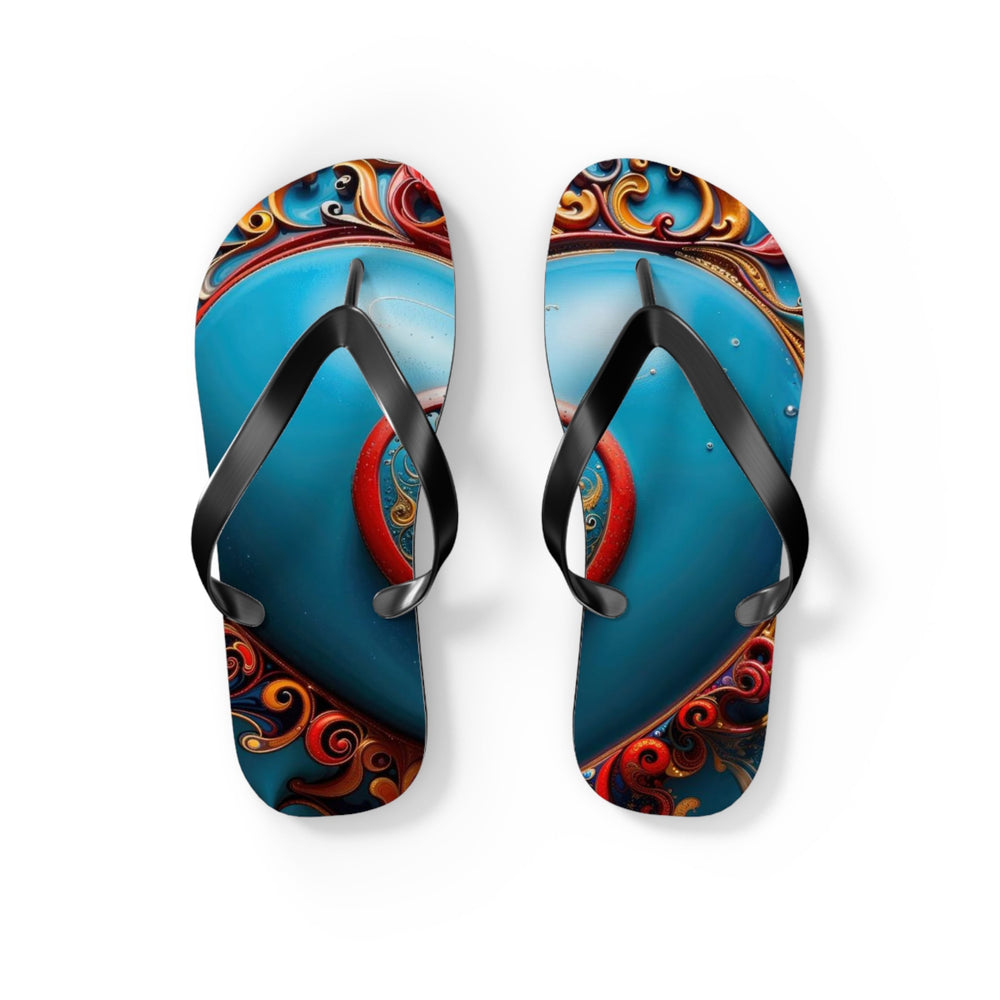 Ornate Heart Mandala - Flip Flops - Shoes - g(0D·IO) - S - Black sole -