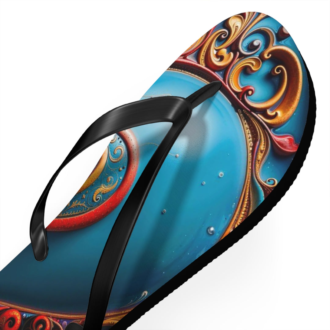Ornate Heart Mandala - Flip Flops - Shoes - g(0D·IO) - XL - Black sole -