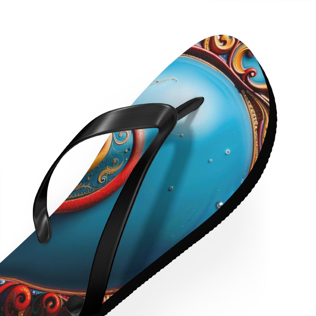 Ornate Heart Mandala - Flip Flops - Shoes - g(0D·IO) - XL - Black sole -