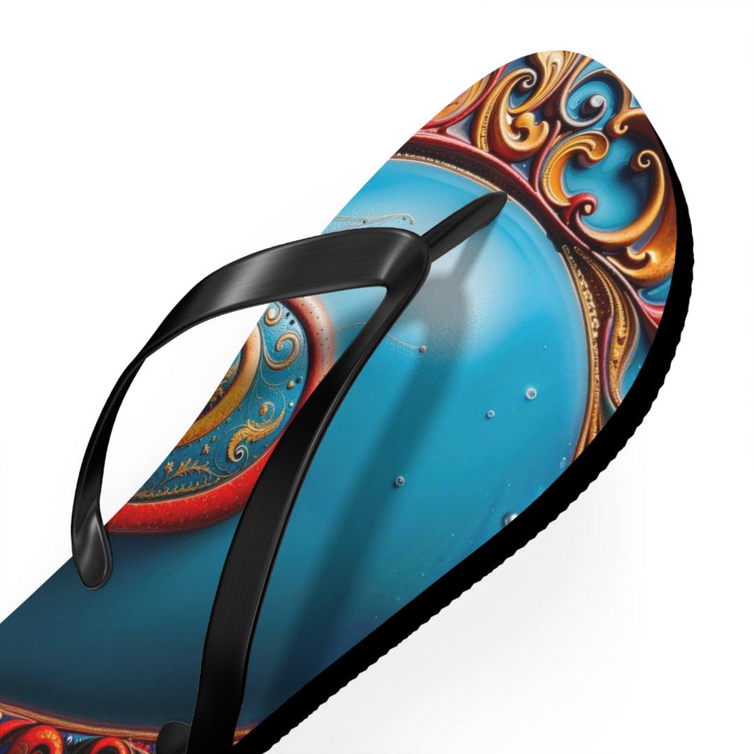 Ornate Heart Mandala - Flip Flops - Shoes - g(0D·IO) - XL - Black sole -