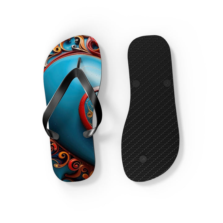 Ornate Heart Mandala - Flip Flops - Shoes - g(0D·IO) - XL - Black sole -