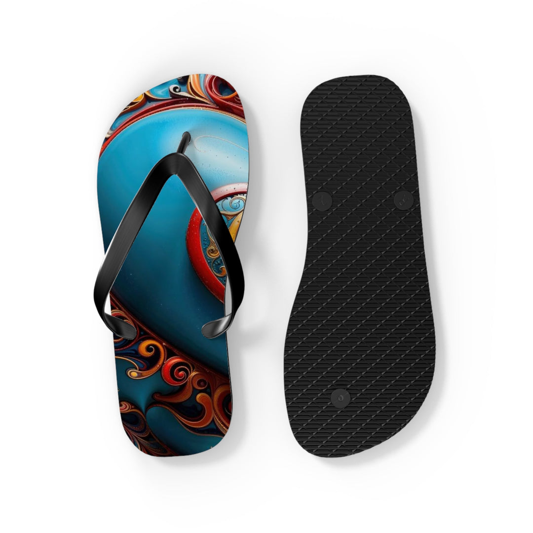 Ornate Heart Mandala - Flip Flops - Shoes - g(0D·IO) - XL - Black sole -
